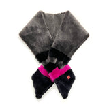 FIFI Striped Grey + Fuchsia Sheepskin Scarf / Limited Edition