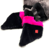 FIFI Striped Grey + Fuchsia Sheepskin Scarf / Limited Edition