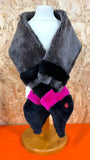 FIFI Striped Grey + Fuchsia Sheepskin Scarf / Limited Edition