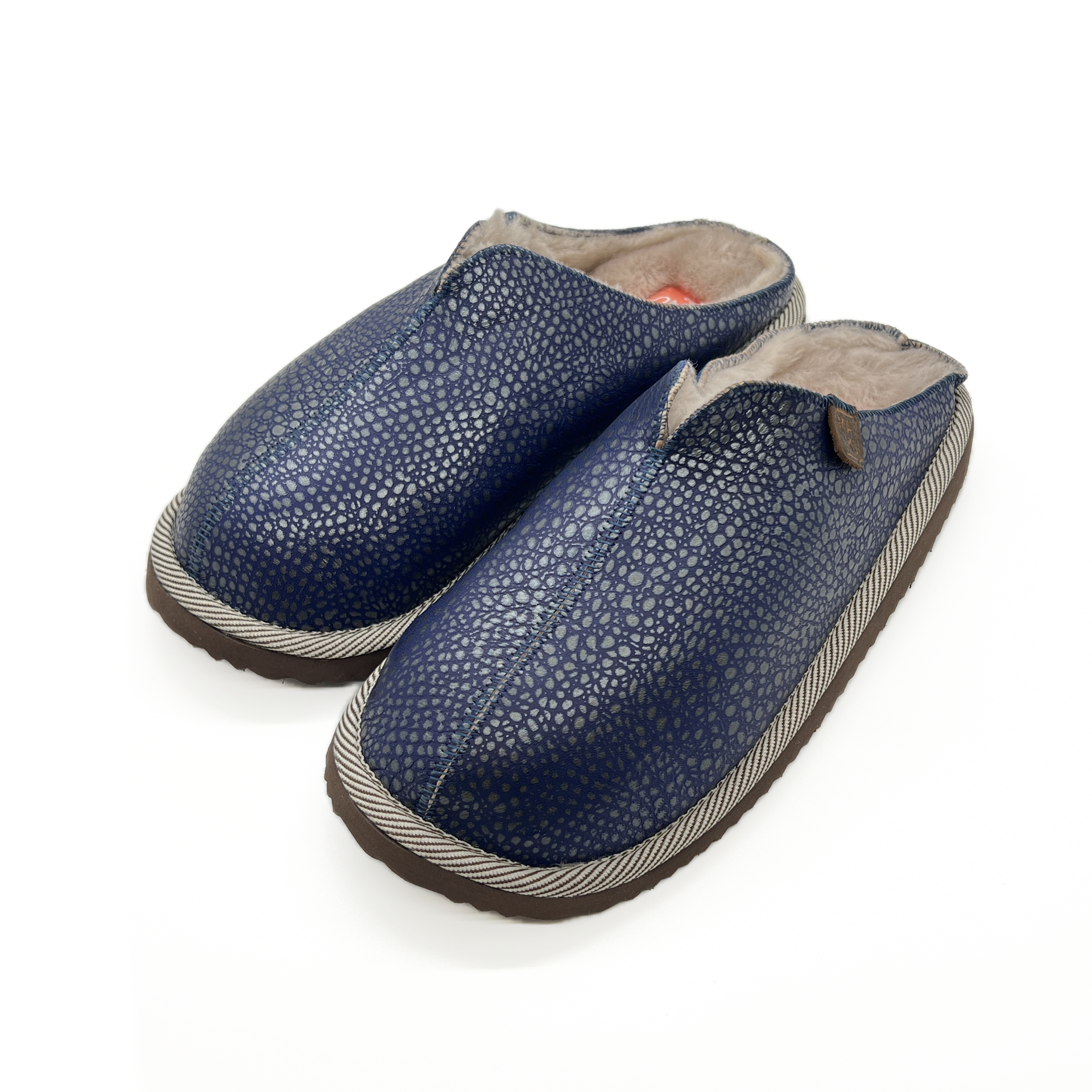 POLIN BLUE DRAGON + POWDER PINK / Sheepskin slippers