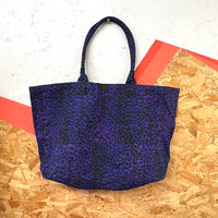 SHOPA CANVAS TOTE BAG / Large Purple Leopard Print