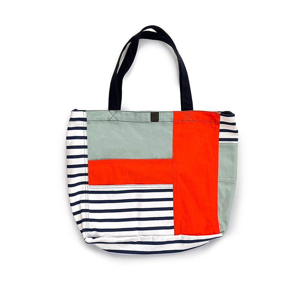 SHOPA CANVAS TOTE BAG / Regular Navy Stripe + Red Block