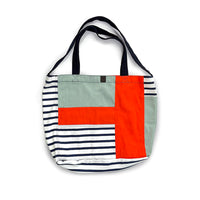 SHOPA CANVAS TOTE BAG / Regular Navy Stripe + Red Block