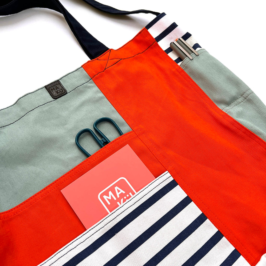 SHOPA CANVAS TOTE BAG / Regular Navy Stripe + Red Block