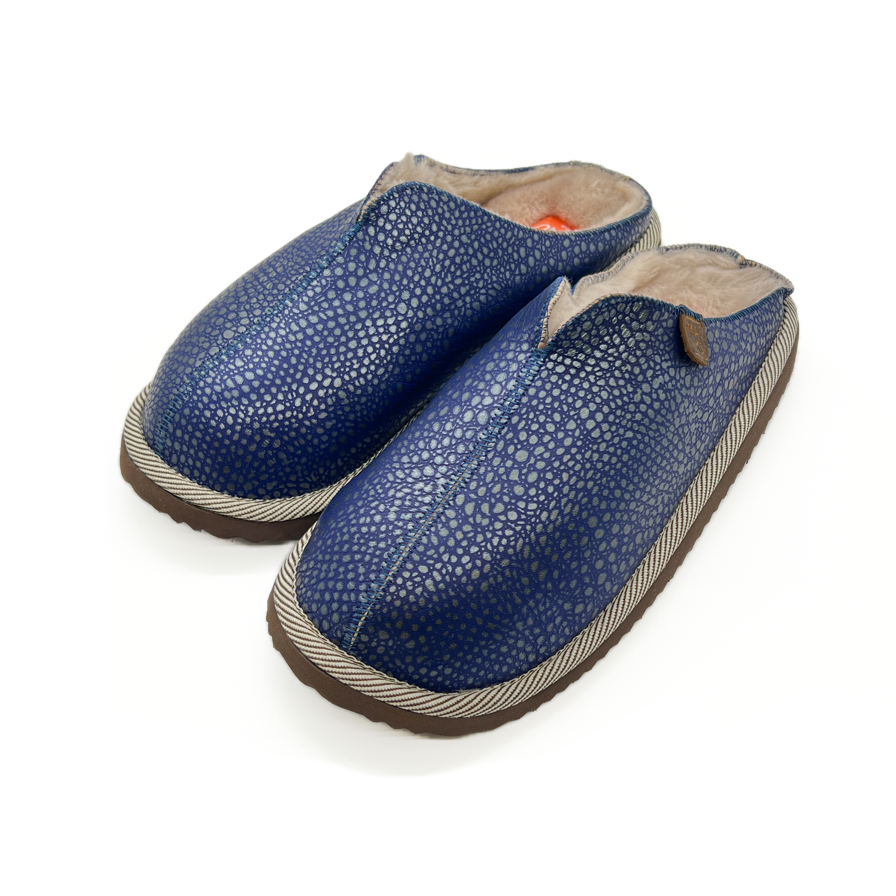 POLIN BLUE DRAGON + POWDER PINK / Sheepskin slippers
