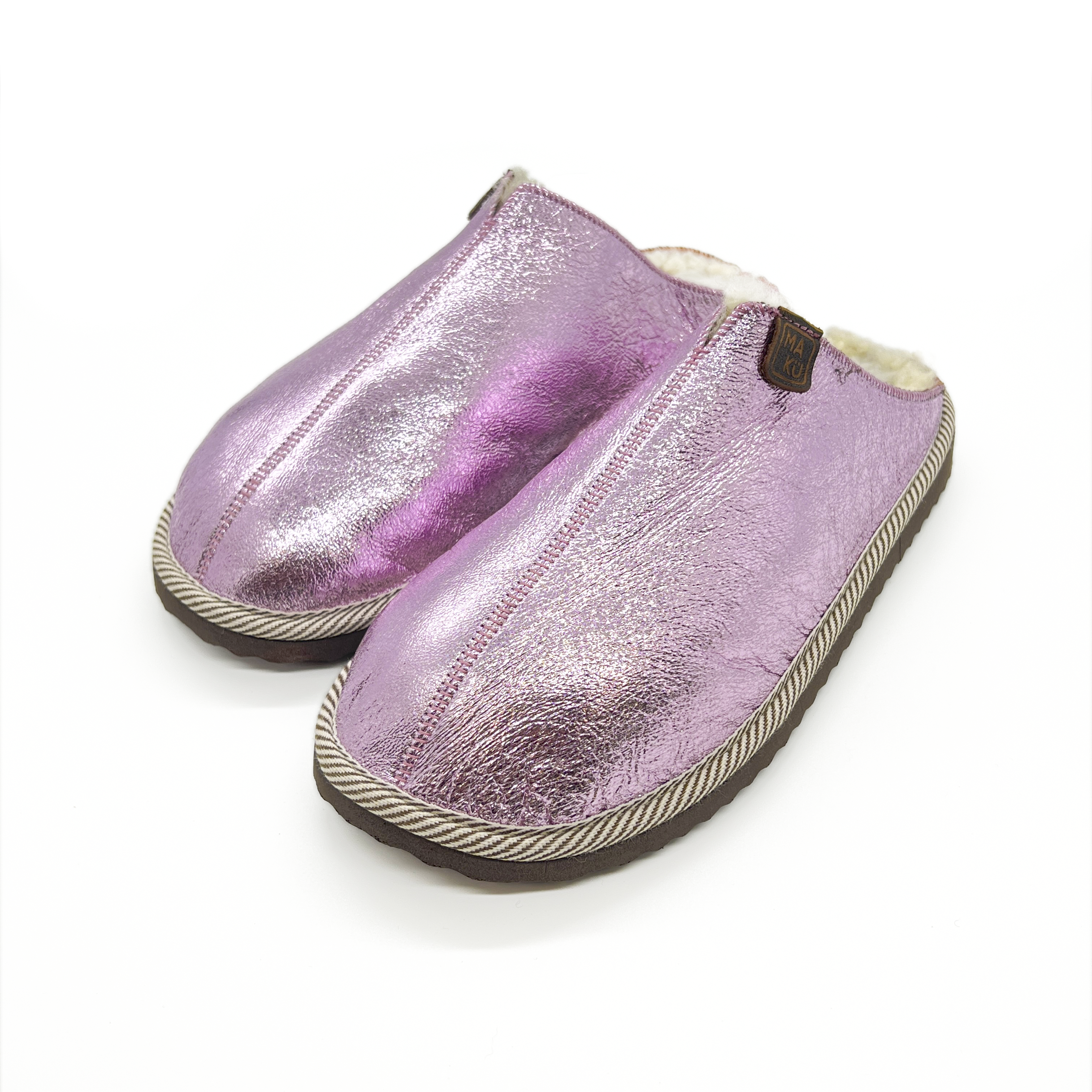 POLIN METALLIC CANDYFLOSS + NATURAL / Sheepskin slippers