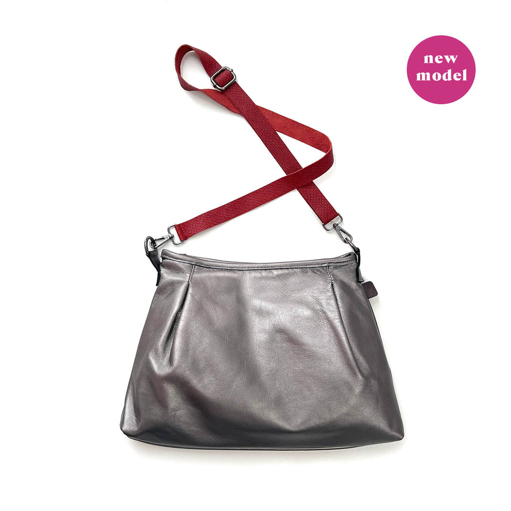 DISCO Pewter Leather / Cross-body bag