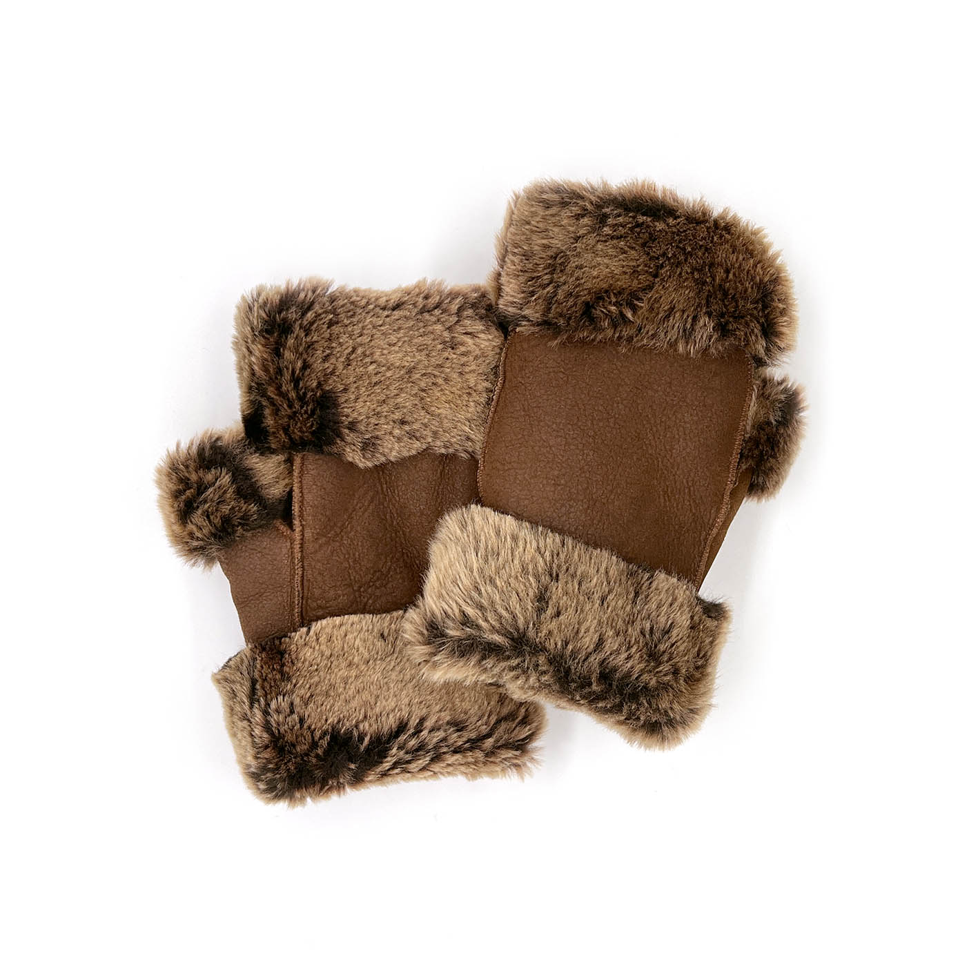 FINGERLESS GLOVES / Brown + Variegated