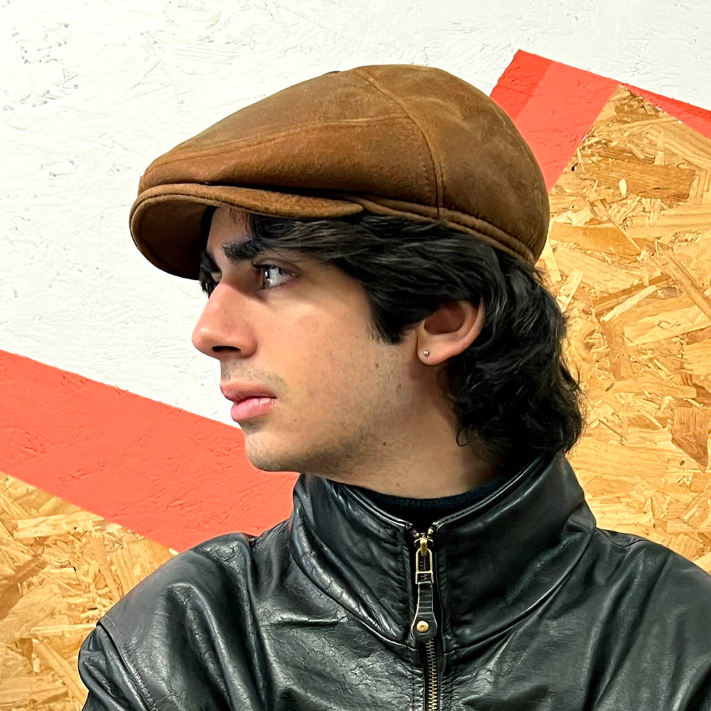 ESSY FLAT CAP / Warm Brown Sheepskin