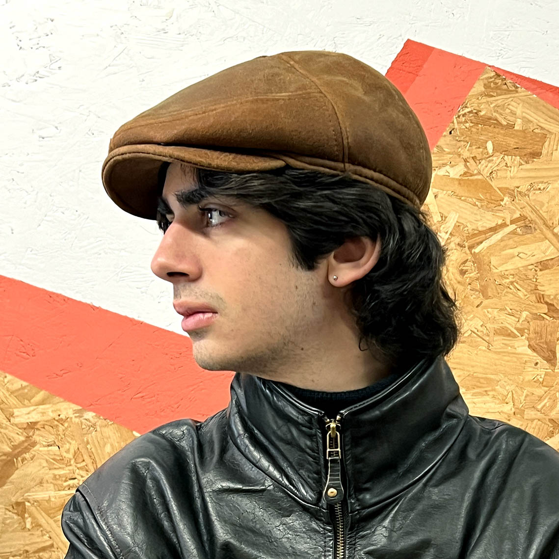 ESSY FLAT CAP / Warm Brown Sheepskin