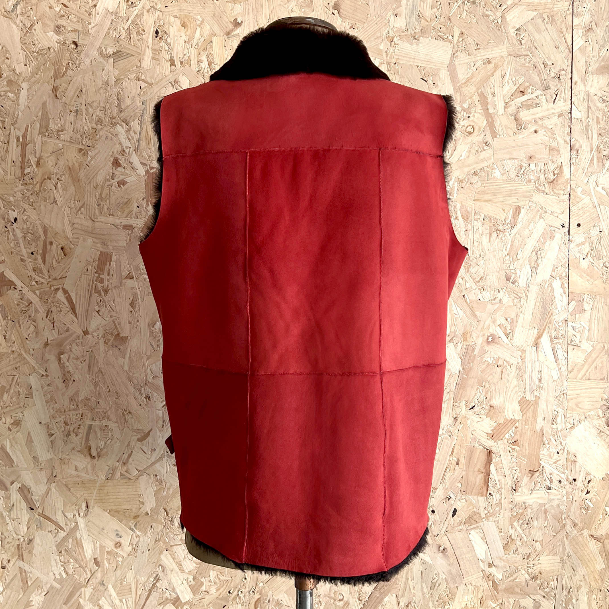YELEK REVERSIBLE GILET / RED + CHESTNUT
