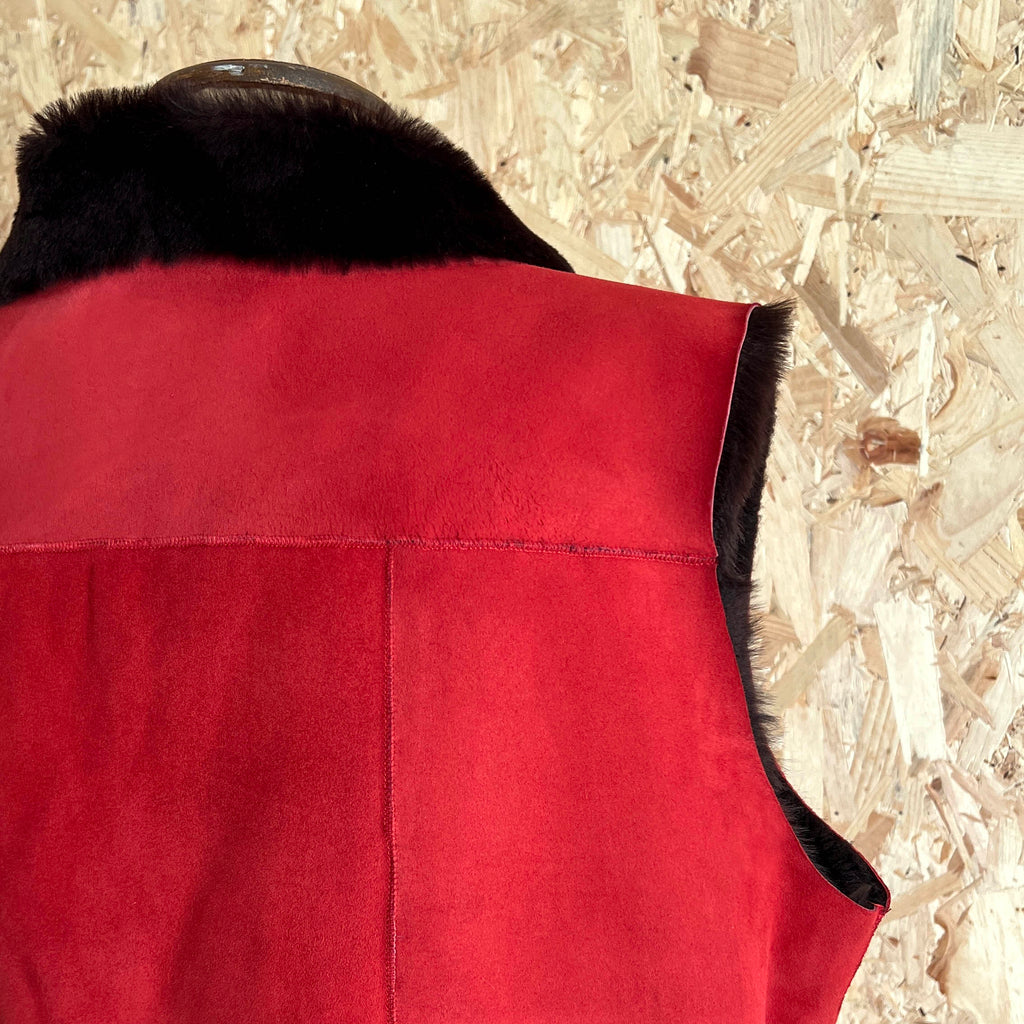 YELEK REVERSIBLE GILET / RED + CHESTNUT