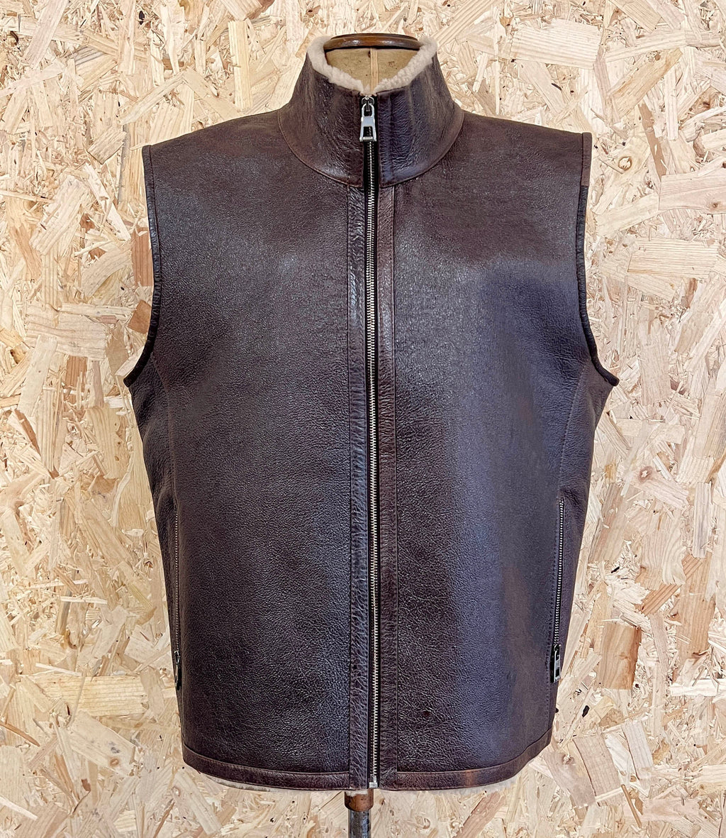 MEN'S GILET / PILOT BROWN TEXTURED