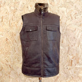 MEN'S GILET / TEXTURED BROWN LEATHER