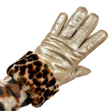 GLOVES / Pale Gold + Leopard