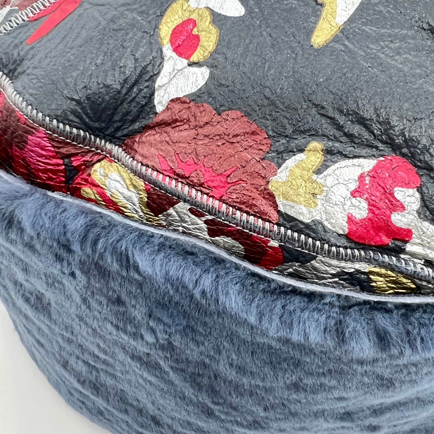 GAN REVERSIBLE HAT / Teal Floral Sheepskin