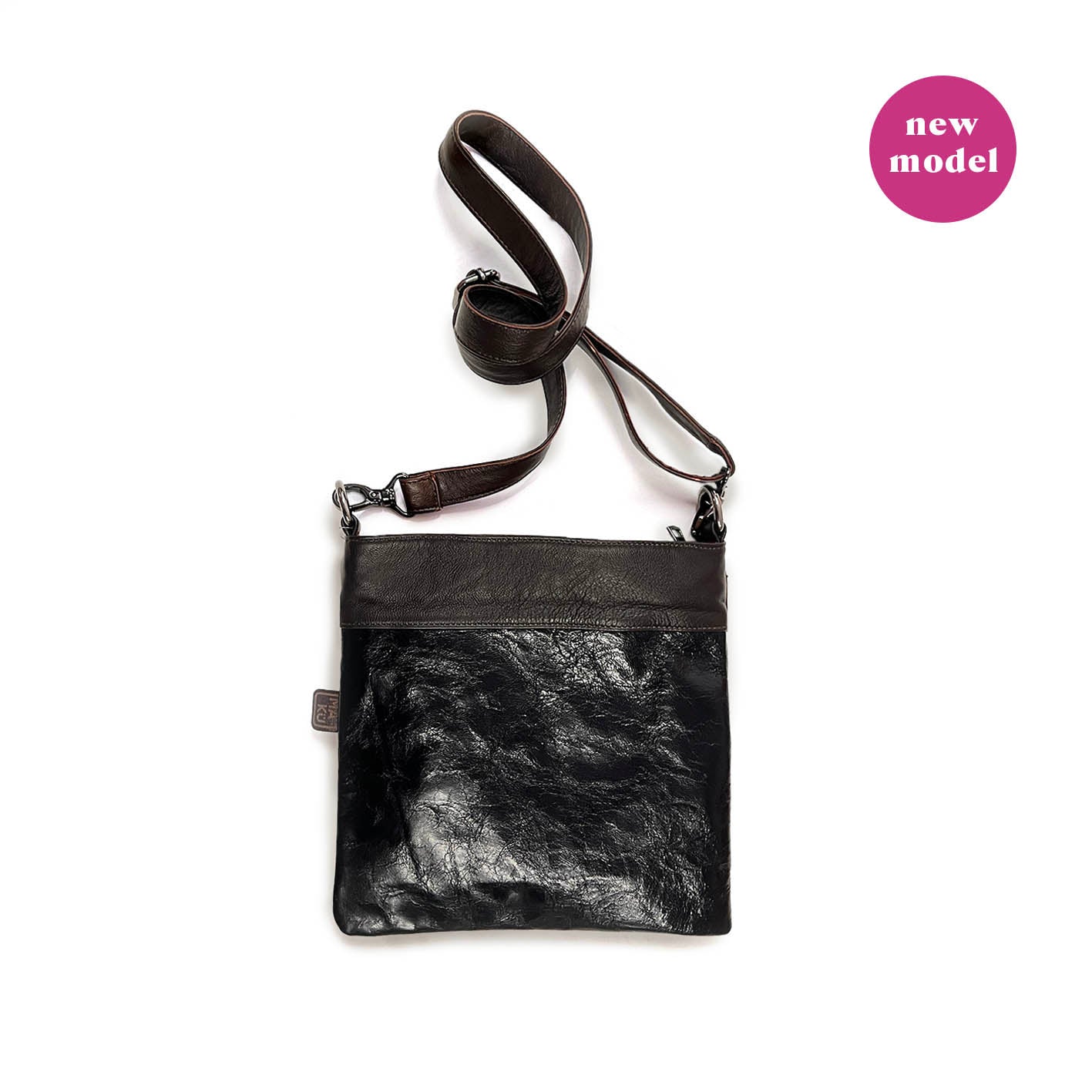 HOPI Black + Metallic Orange Leather / Cross-body bag