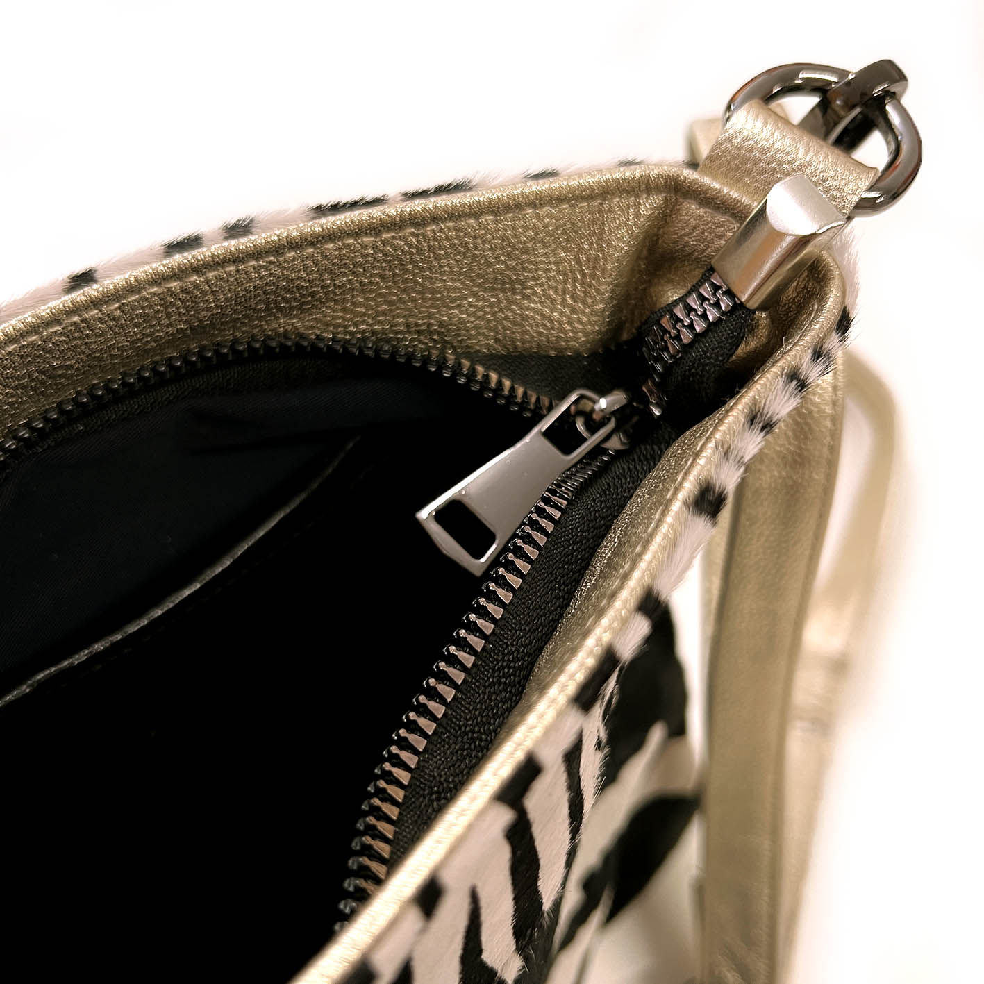 HOPI Double Zebra + Gold Leather / Cross-body bag