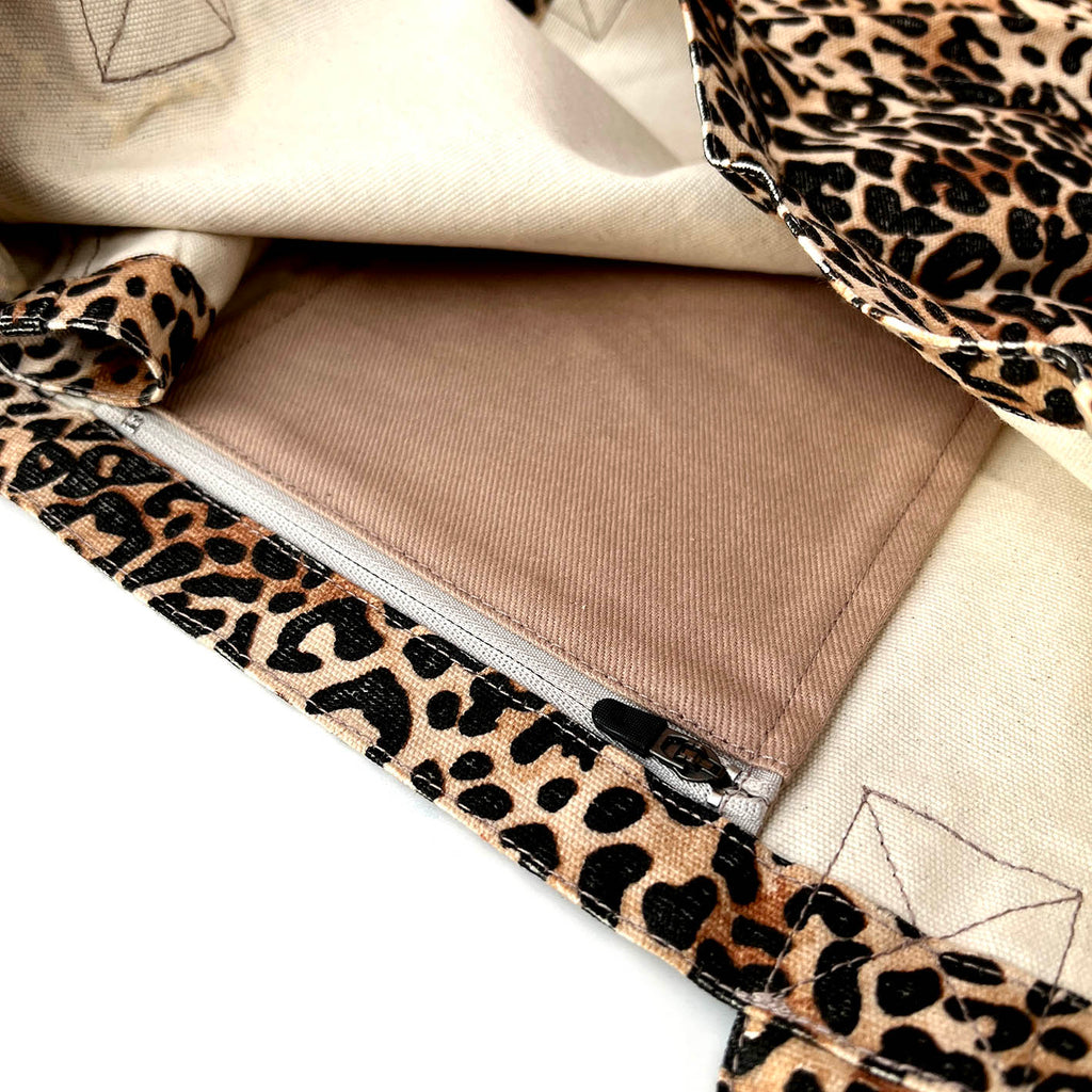 SHOPA CANVAS TOTE BAG / Large Biscuit Leopard