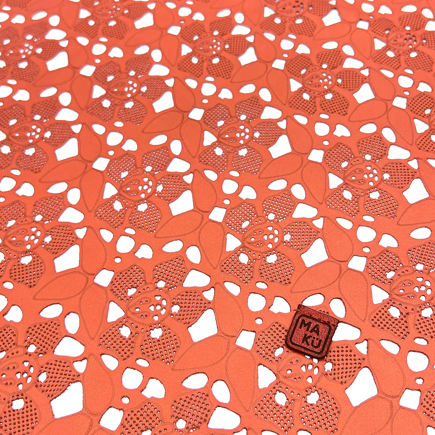 LEATHER LACE SCARF / Coral Red