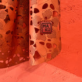 LEATHER LACE SCARF / Coral Red