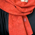 LEATHER LACE SCARF / Crimson Suede