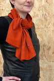 LEATHER LACE SCARF / Crimson Suede