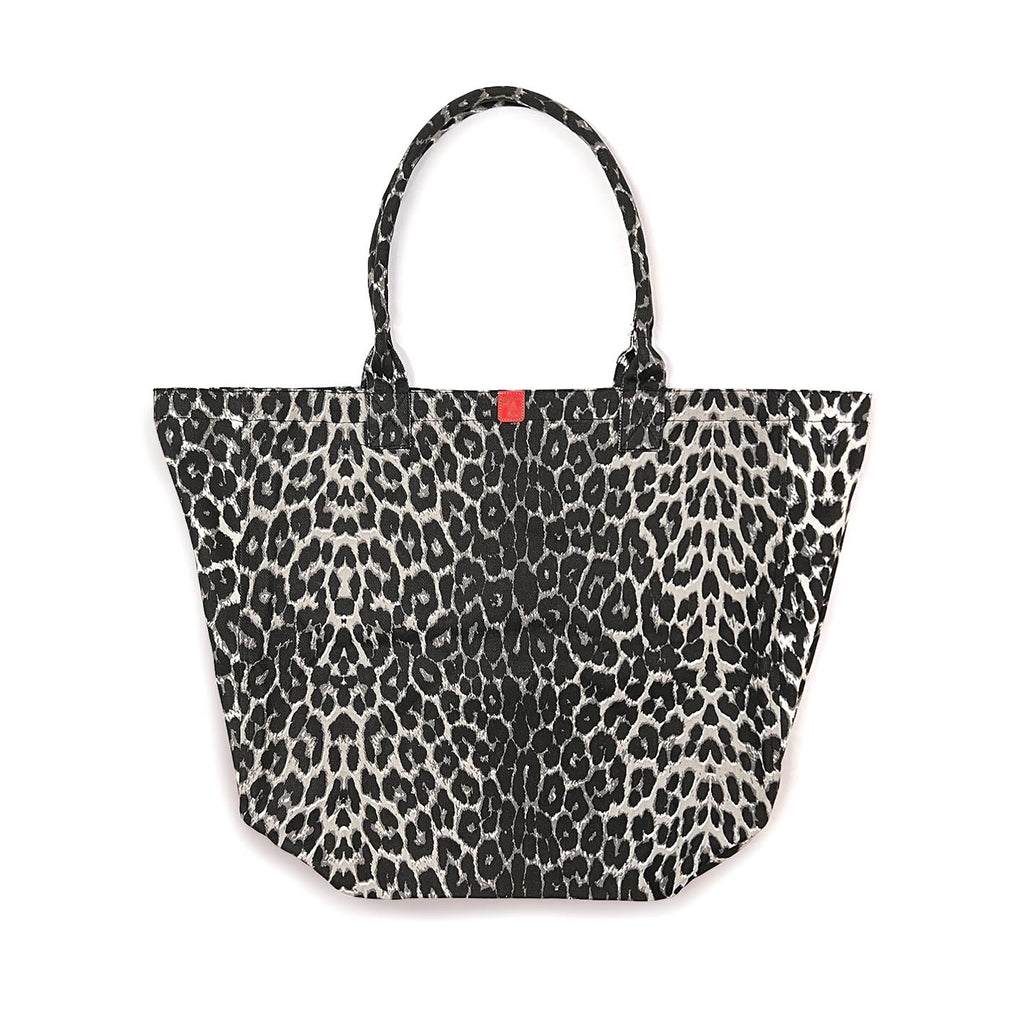 SHOPA CANVAS TOTE BAG / Large Grey Leopard Print