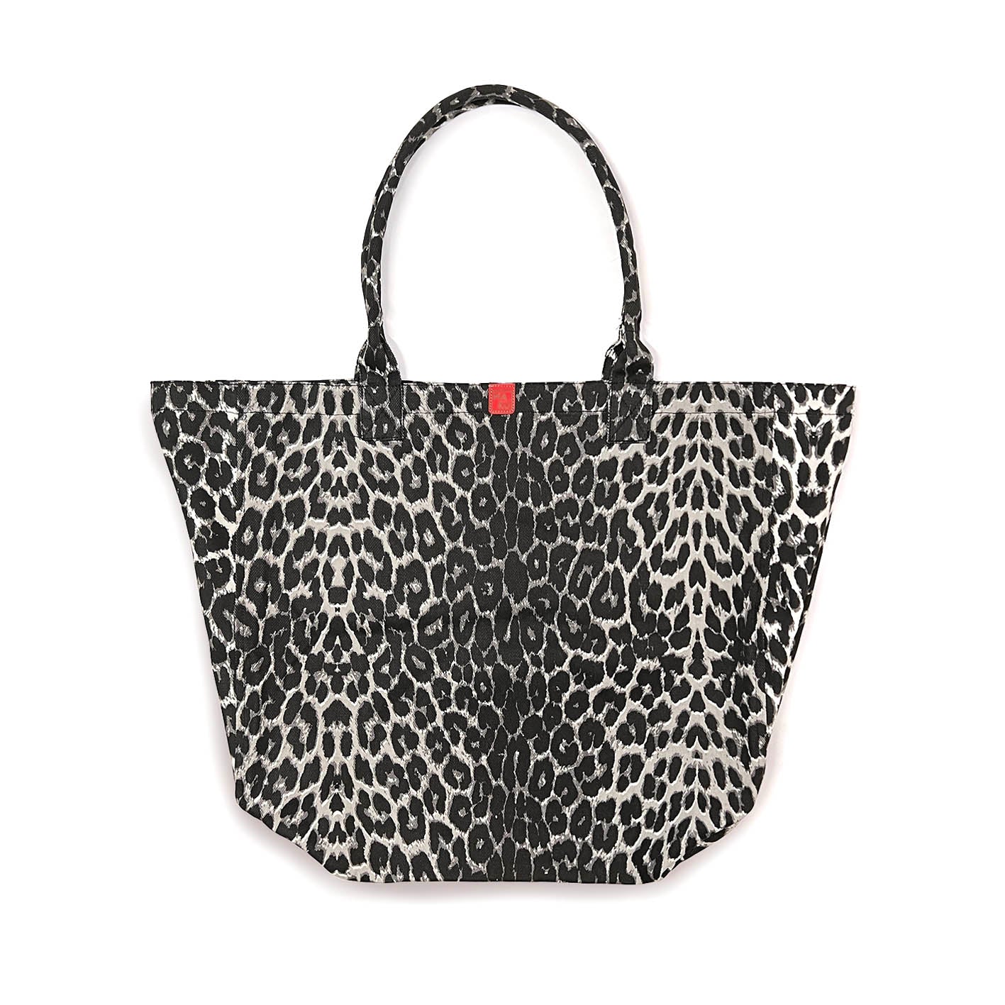 SHOPA CANVAS TOTE BAG / Large Grey Leopard Print