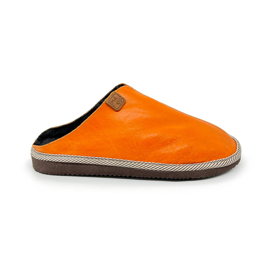 POLIN ORANGE LEATHER / Sheepskin slippers