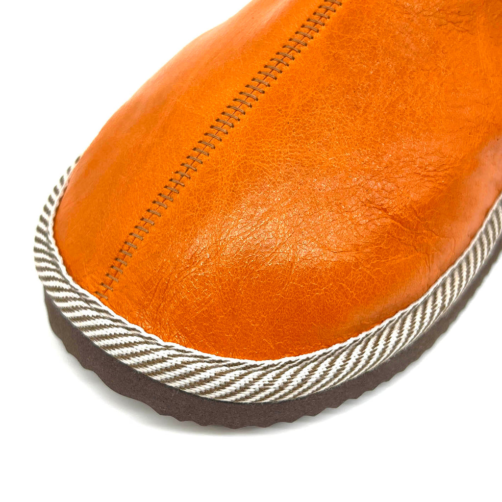 POLIN ORANGE LEATHER / Sheepskin slippers
