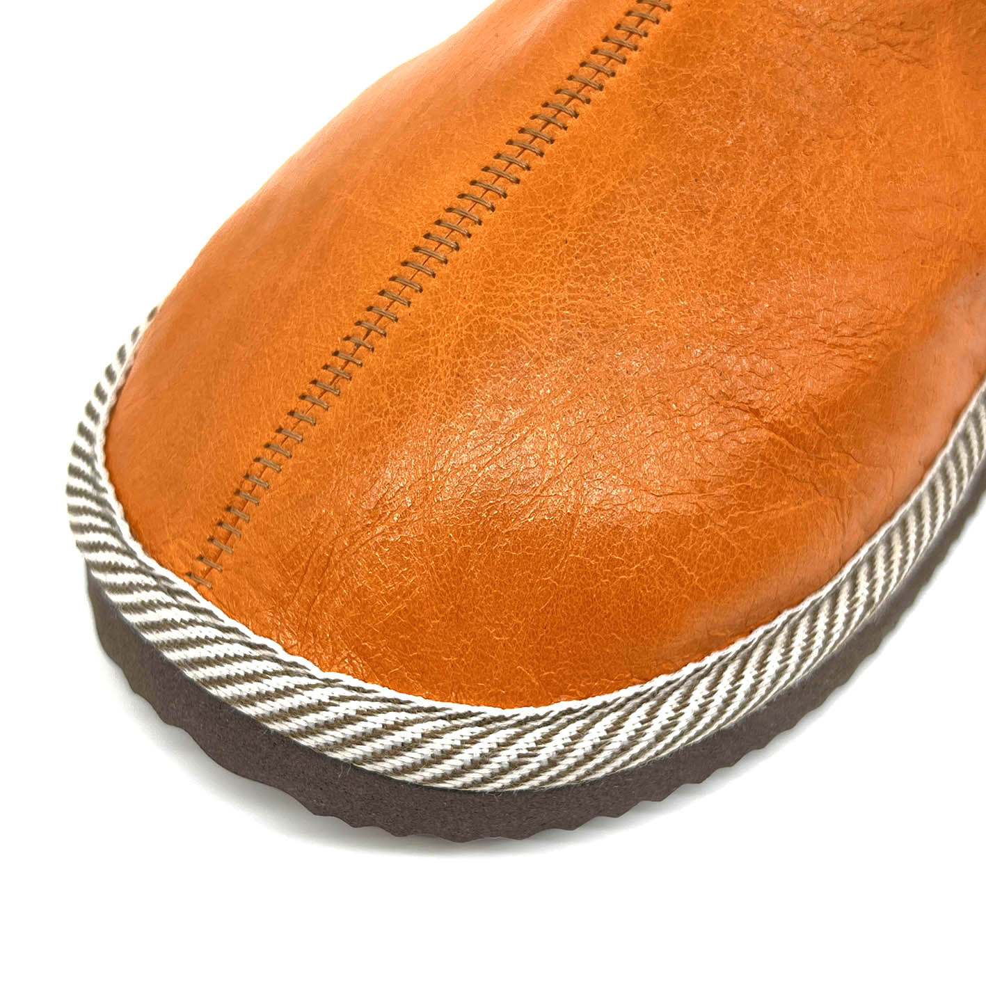 POLIN ORANGE LEATHER / Sheepskin slippers