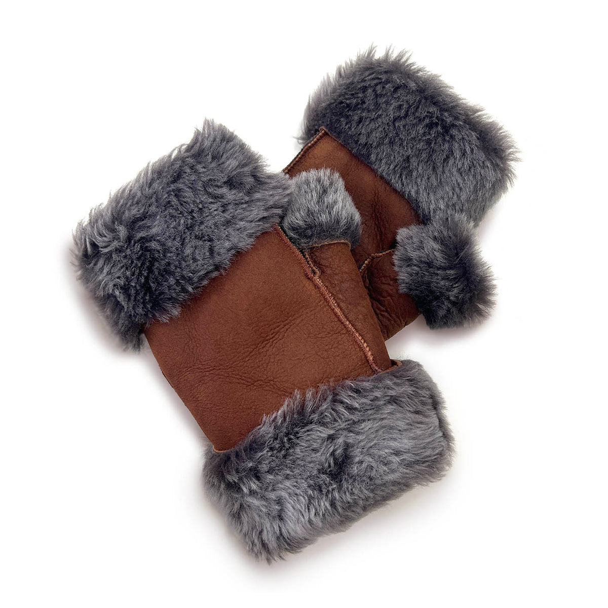 FINGERLESS GLOVES / Rust + Grey Variegated