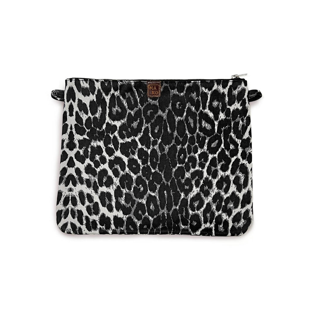 ZIPA CANVAS POUCH / Grey Leopard Print