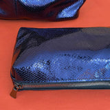 MIBA MINI LEATHER BAG / Metallic Dark Blue Snake