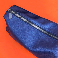 MIBA MINI LEATHER BAG / Metallic Dark Blue Grain