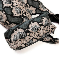 MIBA MINI LEATHER BAG / Stone + Dark Green Snake Print