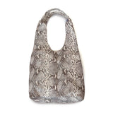 MIBA LEATHER SLOUCH BAG / Silver + Grey Snake Print