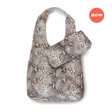 MIBA LEATHER SLOUCH BAG / Silver + Grey Snake Print