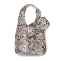 MIBA LEATHER SLOUCH BAG / Silver + Grey Snake Print