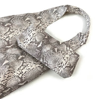 MIBA LEATHER SLOUCH BAG / Silver + Grey Snake Print