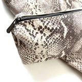 MIBA LEATHER SLOUCH BAG / Silver + Grey Snake Print