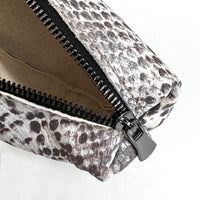 MIBA LEATHER SLOUCH BAG / Silver + Grey Snake Print