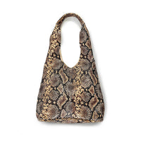 MIBA LEATHER SLOUCH BAG / Dark Brown Snake Print