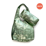 MIBA LEATHER SLOUCH BAG / Metallic Mint