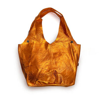 MIBA LEATHER SLOUCH BAG / Metallic Tangerine
