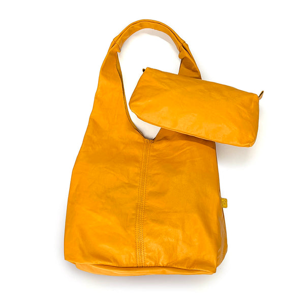 MIBA LEATHER SLOUCH BAG / Warm Yellow Leather