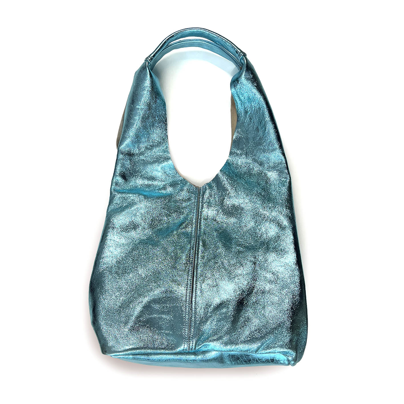 MIBA LEATHER SLOUCH BAG / Metallic Aqua