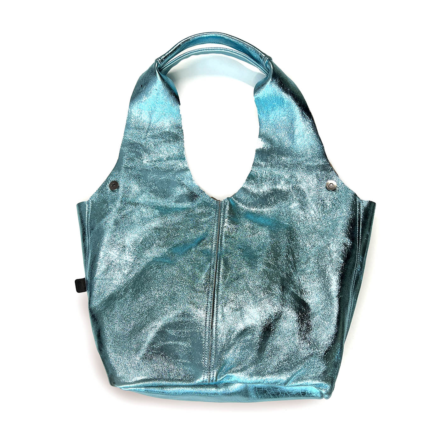 MIBA LEATHER SLOUCH BAG / Metallic Aqua