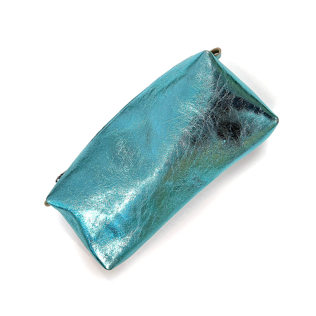 MIBA LEATHER SLOUCH BAG / Metallic Aqua